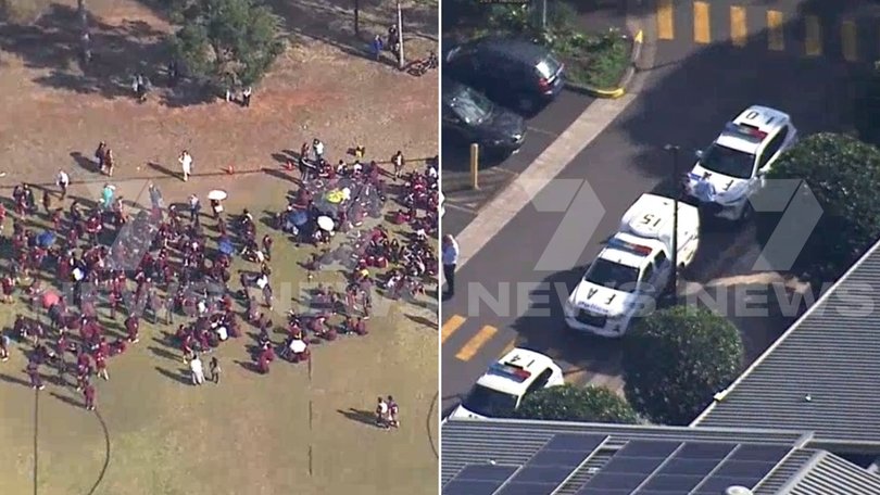 School evacuated as massive police operation is underway.
