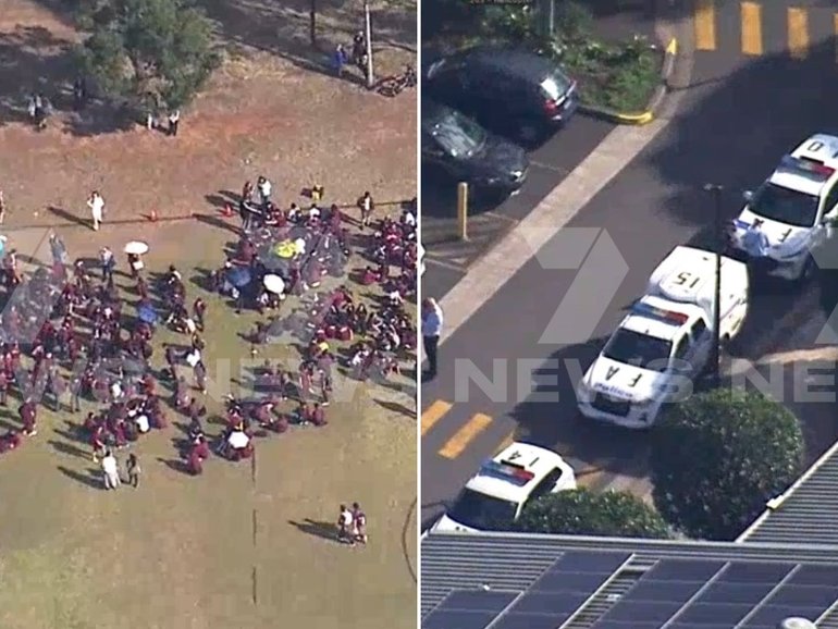School evacuated as massive police operation is underway.
