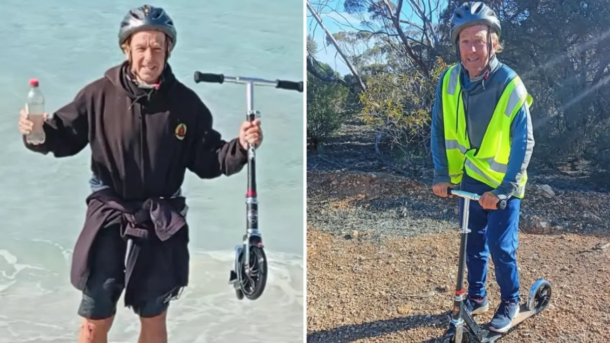 Bob Brown rides scooter more than 4500kms across Australia from Cottesloe Beach to Wollongong as fundraiser Bob Brown rides scooter more than 4500kms across Australia from Cottesloe Beach to Wollongong as fundraiser