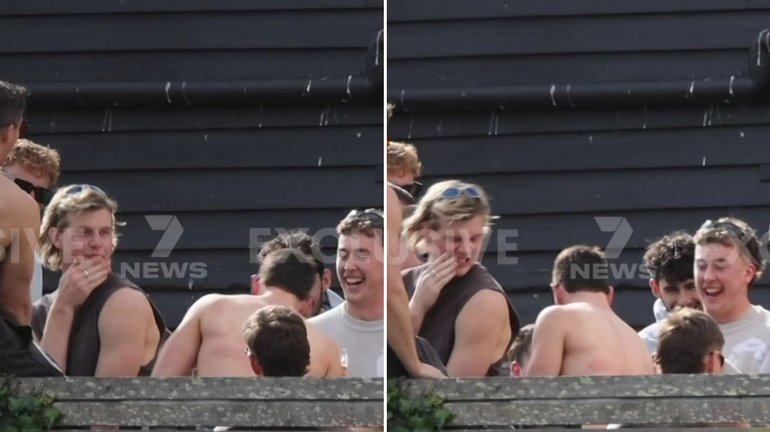 Richmond players have been caught on camera celebrating their Mad Monday. 