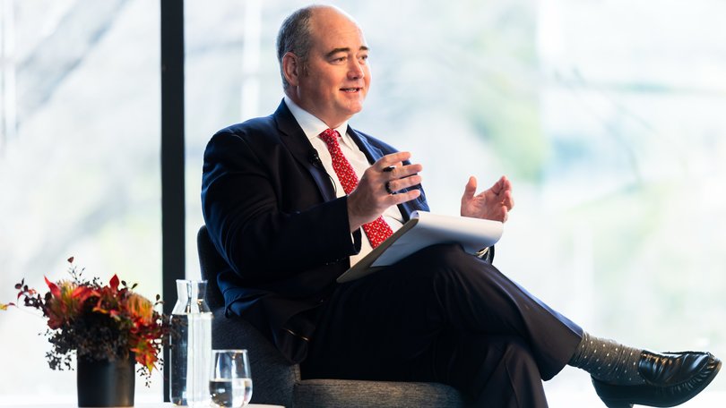 NAB CEO Andrew Irvine and Amazon Web Services (AWS) CEO Matt Garman from the NAB Business Summit in Melbourne on Monday.