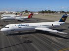 Alliance, Qantas, Virgin and Skippers Fokker 100s at Perth Airport.