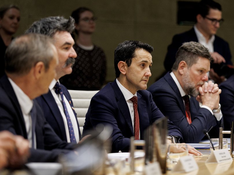 David Crisafulli, centre, during the National Cabinet meeting in Sydney on Wednesday.
