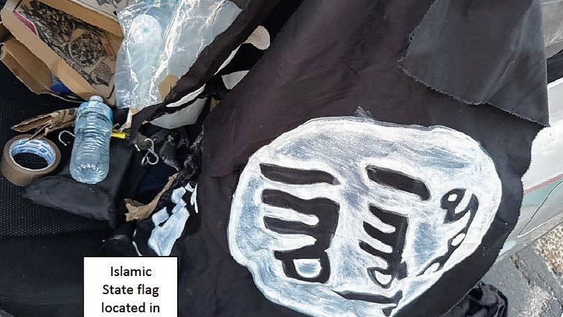 An Islamic State flag found in a car near the site of the massacre.