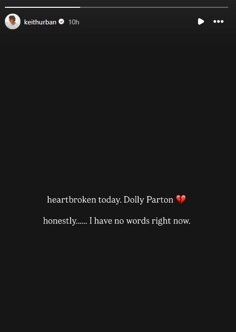 Keith took to social media saying he was “heartbroken” to hear the news of Dolly Parton’s death.