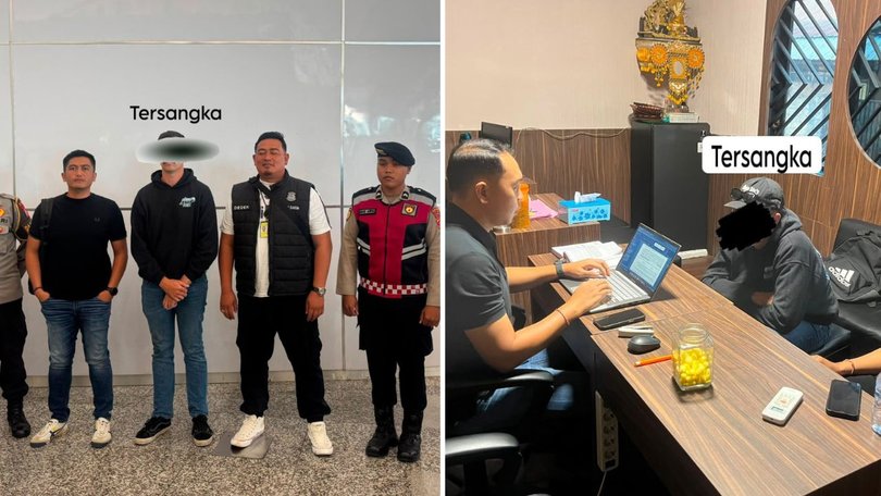 Authorities shared images of the ‘tersangka’, which translates to ‘suspect’, in custody.