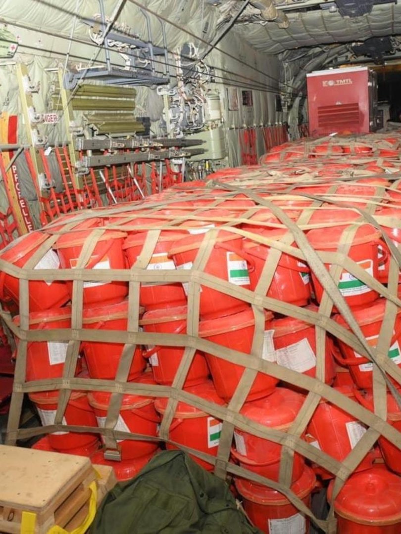 At least one Indian supply flight delivered food on Thursday. Picture: X