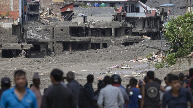 Nepali ?police say at least 157 ?people have died in a flash flood and hundreds are missing. (EPA PHOTO)
