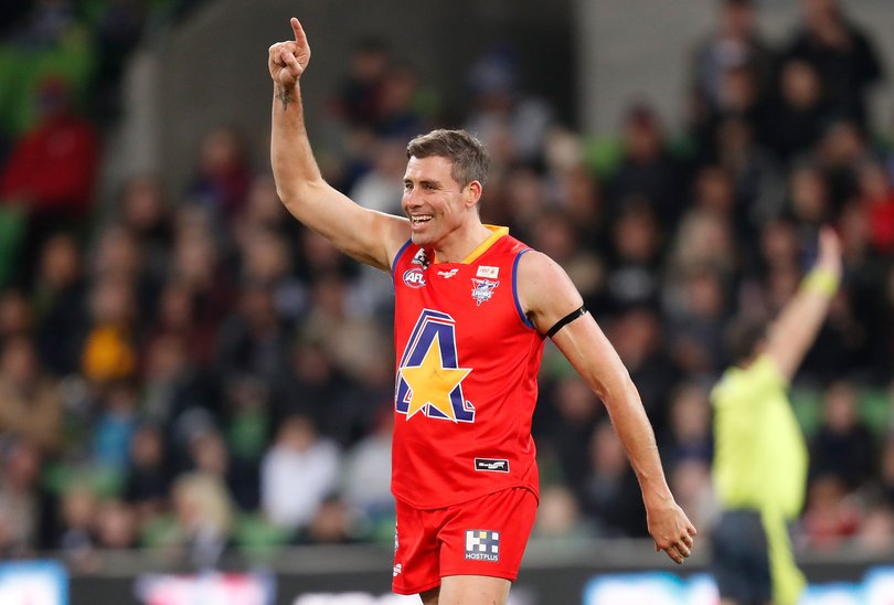 MELBOURNE, AUSTRALIA - AUGUST 30: Matthew Richardson of the All Stars celebrates during the 2019 EJ Whitten Legends Game between Victoria and the All Stars at AAMI Park on August 30, 2019 in Melbourne, Australia. (Photo by Michael Willson/AFL Photos) Picture: Michael Willson