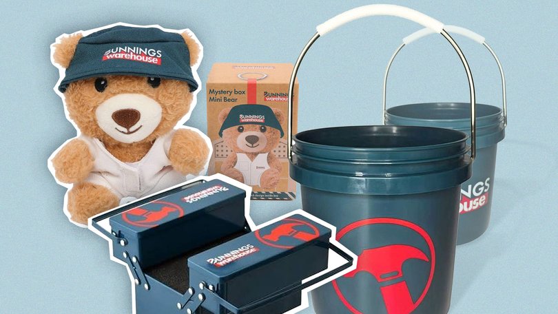 Bunnings has sparked a social media frenzy around its collectible range, which include blind mystery boxes featuring miniature bears, as well as mini toolkits and buckets.
