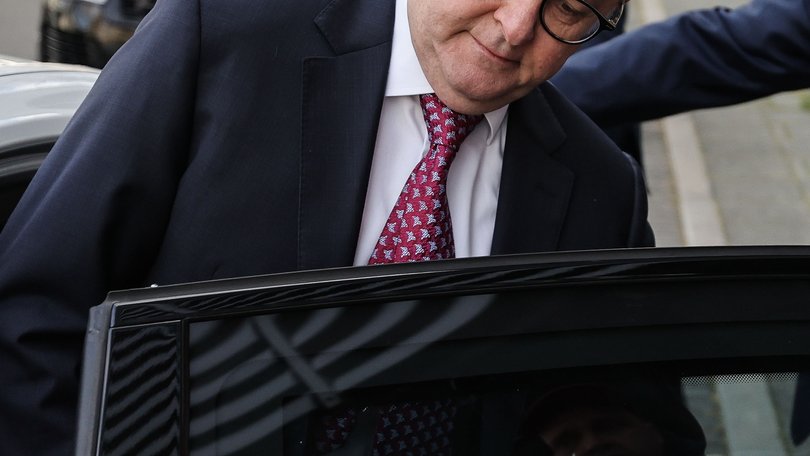 Prime Minister Anthony Albanese is pictured leaving ABC Radio Perth today. 