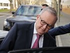 Prime Minister Anthony Albanese is pictured leaving ABC Radio Perth today. 