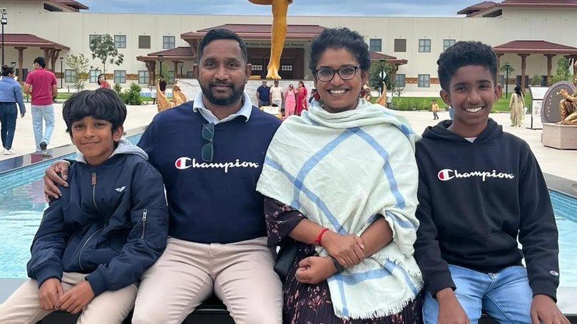 Chandrasekaran and Shylaja Muralitharan are feared missing with their two sons Aarush and Ashwin. Picture: Supplied
