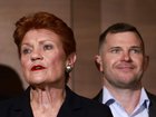 PERTH, AUSTRALIA - NewsWire Photos - July 21st 2026: One NationÃ¢â¬â¢s leader Pauline Hanson with Luke Herdegen (right), One Nation candidate for Secret Harbour (WA), lat a Press Conference following today's The West AustralianÃ¢â¬â¢s Leadership Matters breakfast at the Grand Ballroom, Crown Perth. NewsWire/Philip Gostelow