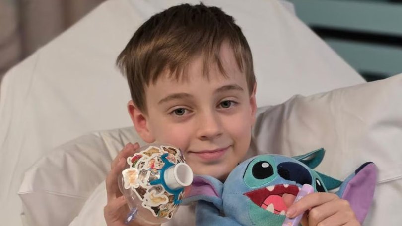 The 10-year-old boy was in Melbourne with his mother for a brain cancer scan.