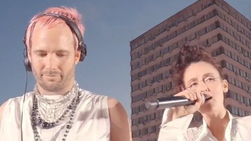 What So Not and Alina Pash perform on a rooftop in Kyiv.
