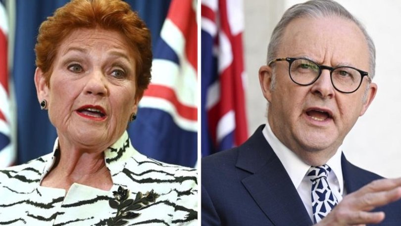One Nation leader Pauline Hanson and Prime Minister Anthony Albanese.