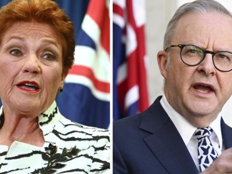 One Nation leader Pauline Hanson and Prime Minister Anthony Albanese. 
