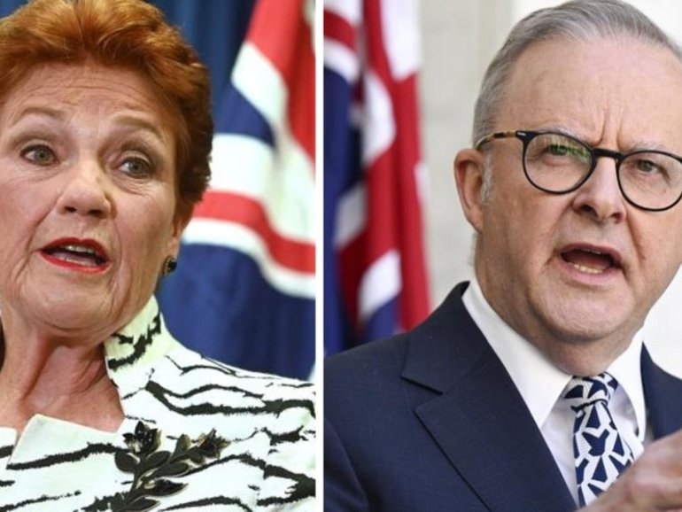 One Nation leader Pauline Hanson and Prime Minister Anthony Albanese. 