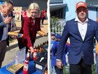 Premier Roger Cook and Labor candidate Georgia Tree enjoy a hot dog. Right: One Nation Secret Harbour candidate Luke Herdegen.