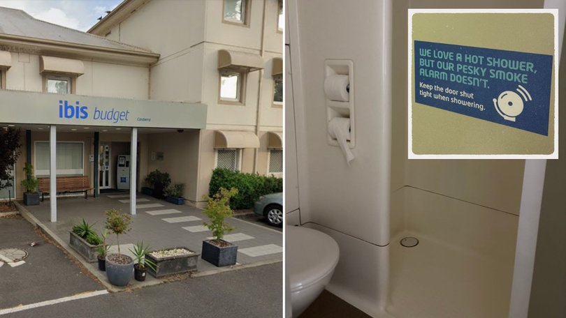 A guest at the Ibis Budget Canberra was charged $1800 when shower steam set off the smoke detector.