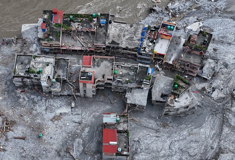 Destroyed buildings in Nepal. 