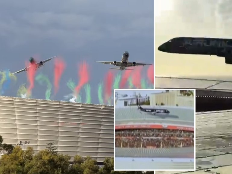 Multiple angles showed off the dual feat over Cape Town Stadium.