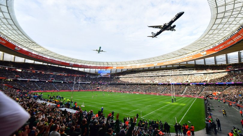 The flyover preceded South Africa’s win over the All Blacks.