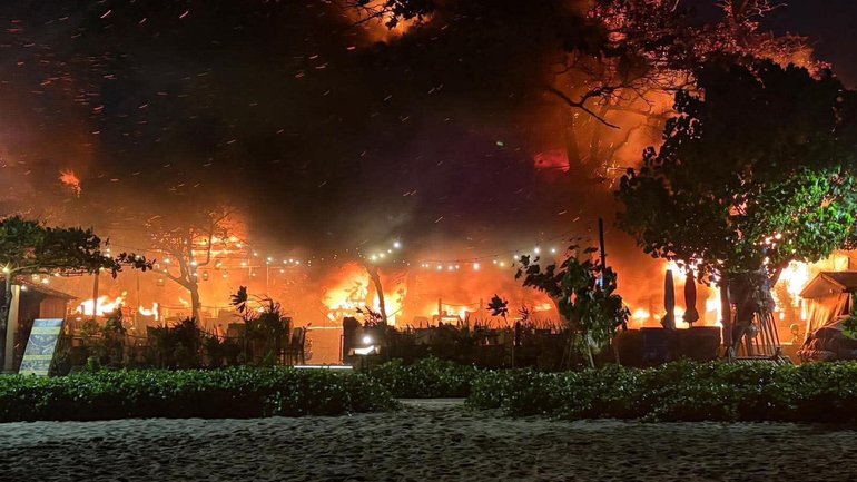 An out of control fire has destroyed a popular restaurant after a suspected explosion at Chez Gado Gado in Seminyak.
