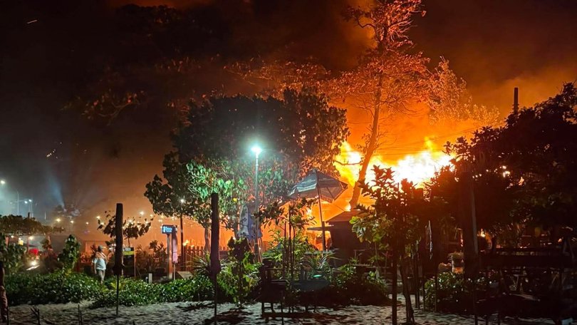 An out of control fire has destroyed a popular restaurant after a suspected explosion at Chez Gado Gado in Seminyak.