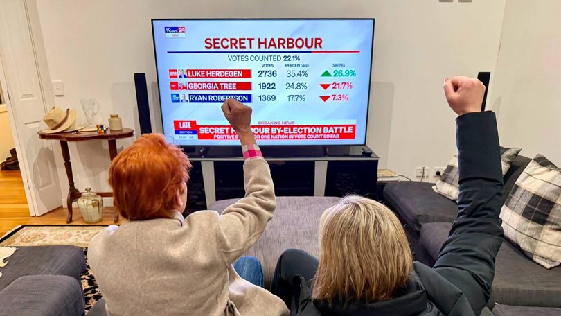 The One Nation leader celebrates the parties Secret Harbour by-election seat win in WA by Luke Herdegen Picture Facebook