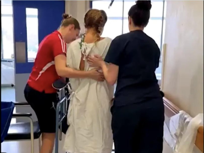 Ms Stewart is now learning to use her injured hand again and has returned to Coogee Beach. Picture: 60 Minutes