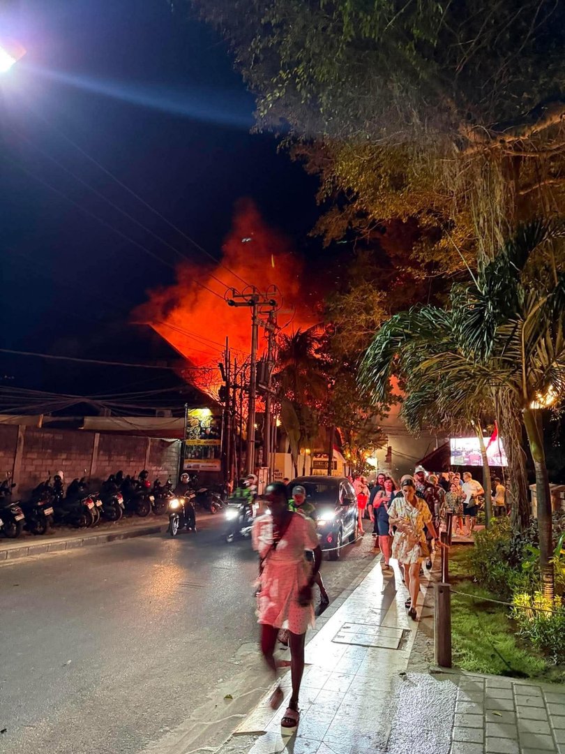 Flames could be seen high in the sky.
