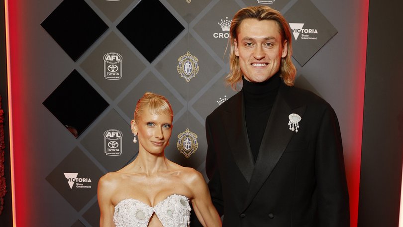 The couple at the AFL Brownlow Medal red carpet at Crown Casino. 