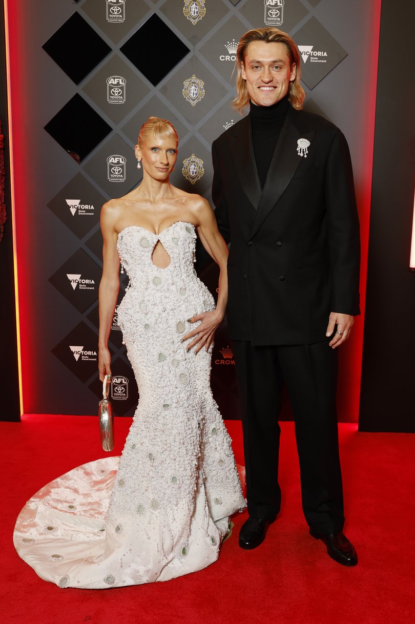 The couple at the AFL Brownlow Medal red carpet at Crown Casino. 