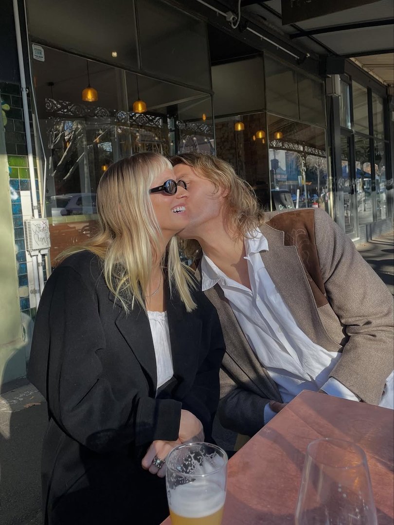 Dee Salmin with her partner Darcy Moore in Melbourne.