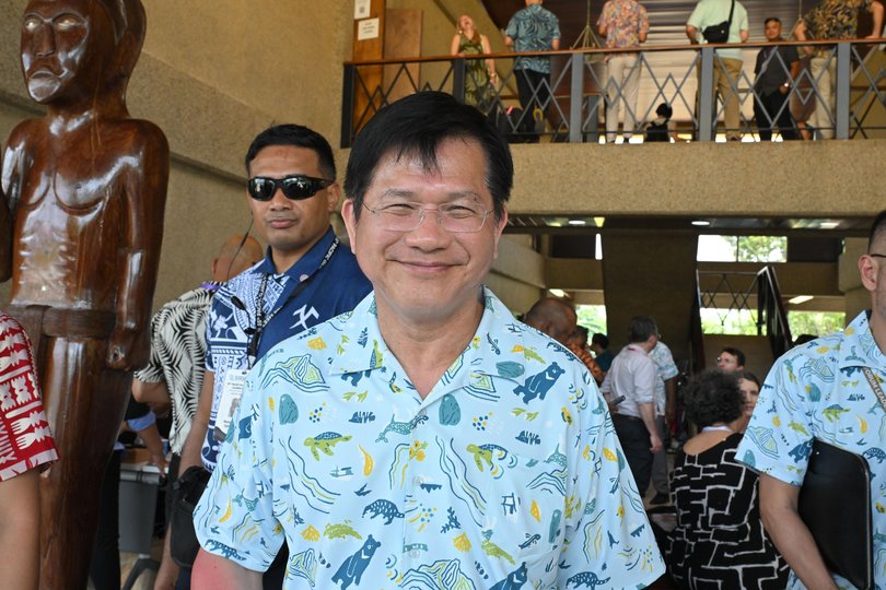 Taiwan’s Minister of Foreign Affairs Lin Chia-lung during the 55th Pacific Islands Forum Leaders Meeting in Koror, Palau.