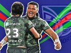 Jett Cleary of the Warriors celebrates with Demitric Vaimauga.