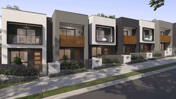 Artist's rendering of townhouses planned by the Bathla Group.