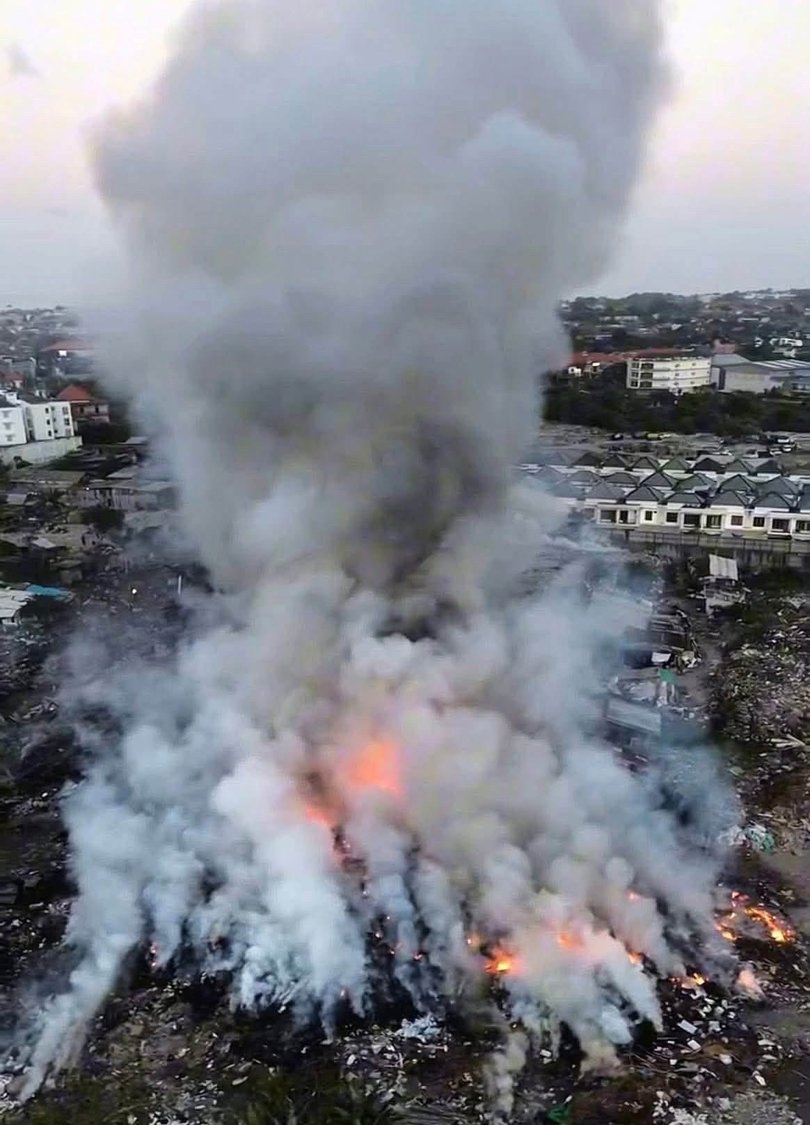 An aerial photo shared of the fire on Tuesday morning.