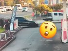 Terrifying video has emerged of a man escaping serious injury after a car violently crashed into an Aussie service station.
