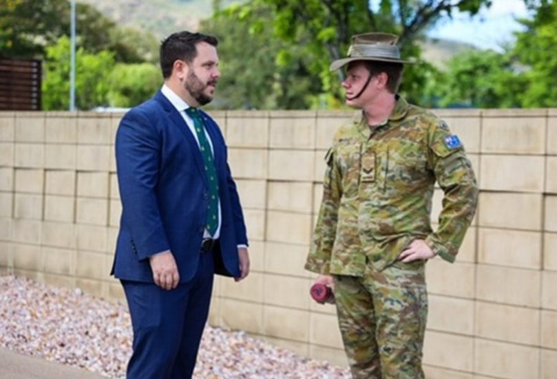 The shadow minister for defence personnel Phillip Thompson with Shane Bagley.