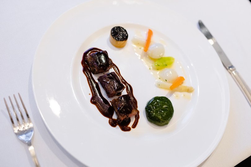 A Wagyu beef dish at the specialty restaurant, Anthology on the Explora.