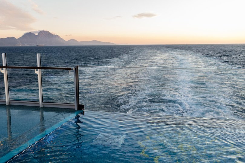 The infinity pool at the stern of the Explora.