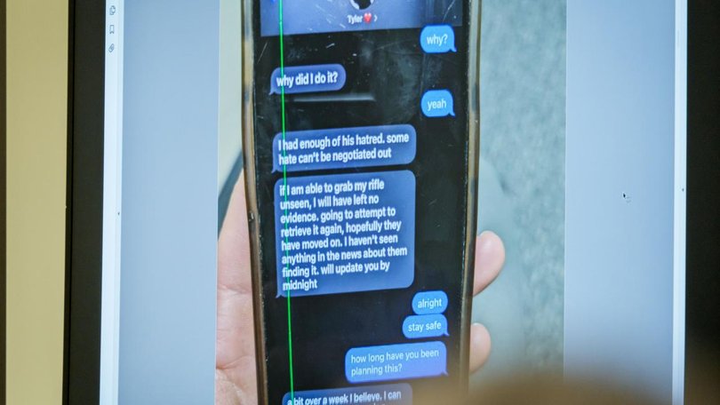 Text messages are a key part of the case against Tyler Robinson, accused of killing Charlie Kirk. (AP PHOTO)