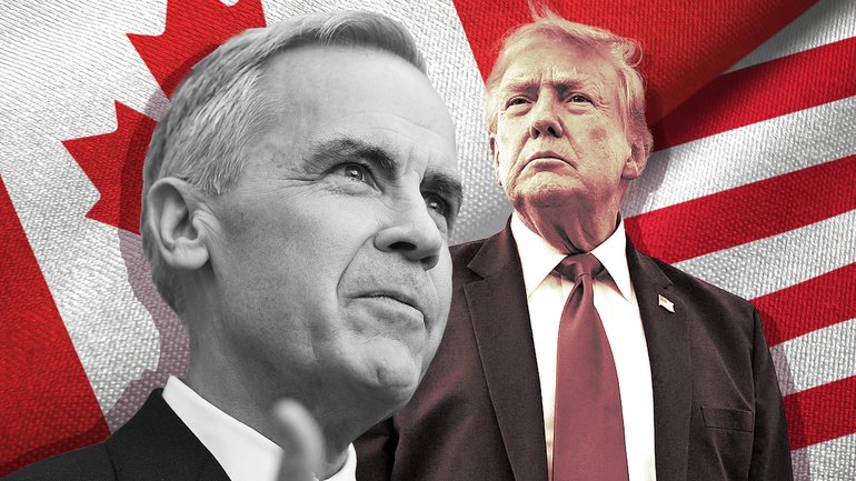 Canadian PM Mark Carney and Donald Trump.