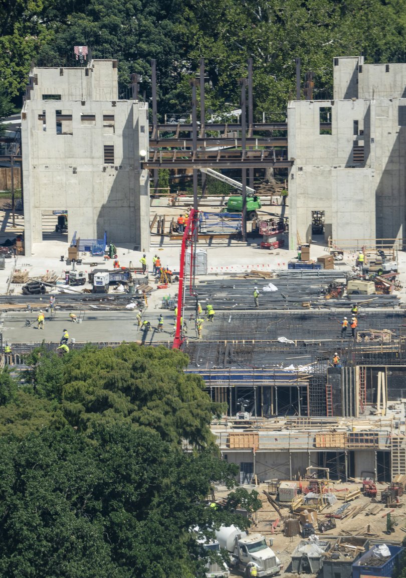 Work on the ballroom at the White House grounds in Washington.