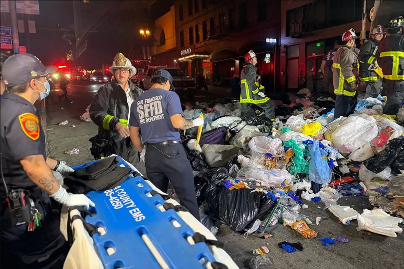 The man was rescued after firefighters dug through waste for two hours.
