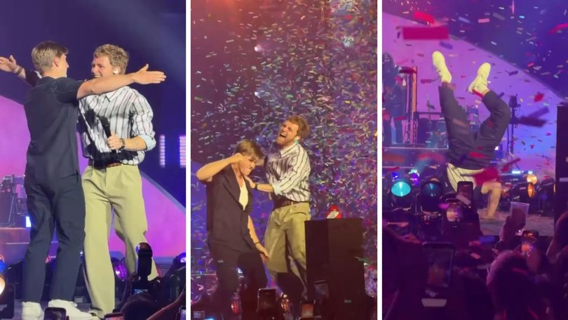 Robert Irwin joined Role Model on stage in Brisbane.