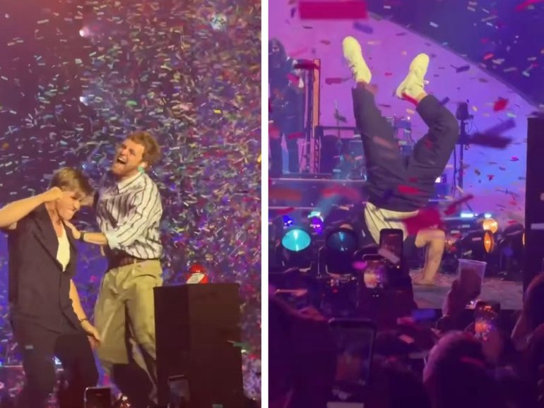 Robert Irwin joined Role Model on stage in Brisbane.